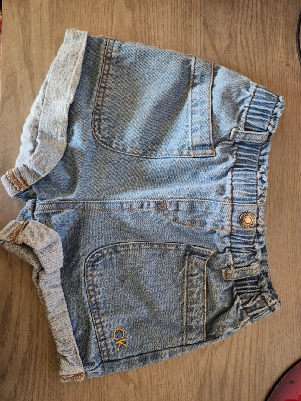 Girls Jean Shorts Size 6 Calvin Klein Elastic Waist Light Blue Denim Pockets - Picture 2 of 7